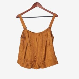 NEW Anthropologie Women's Crop Top Boho Western Orange Brass Detail Size Large
